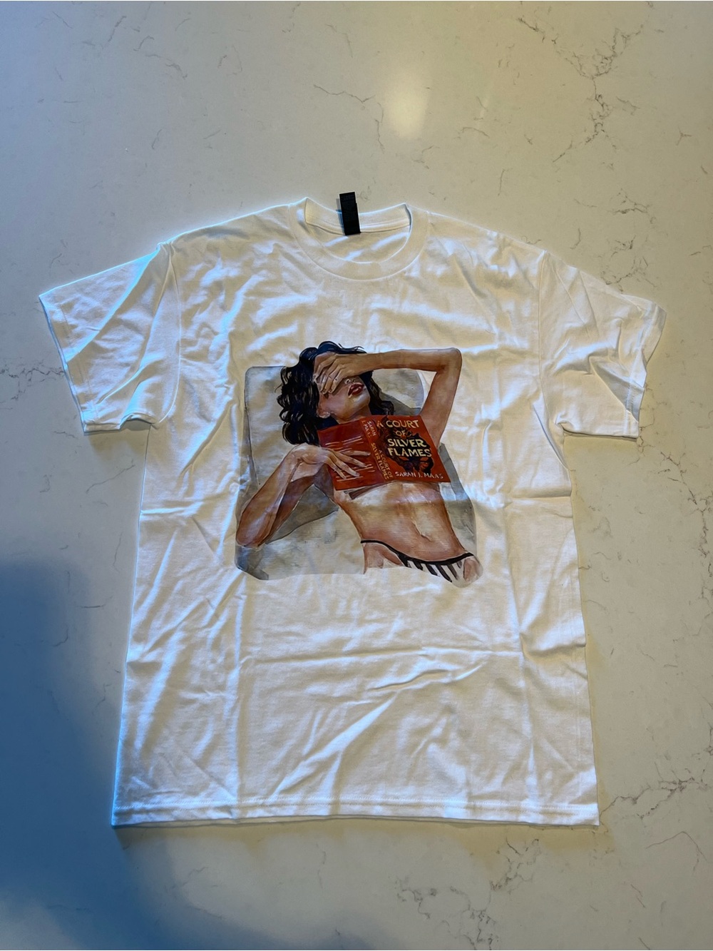 Gildan White Short-Sleeve Tee with Pin-Up Graphic
